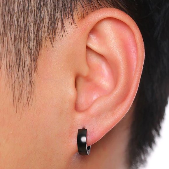 Ion Plated Stainless Steel Huggie Hoop Earrings - Picture 1 of 4